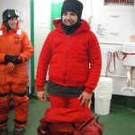 Joy gets ready to go out on the prey mapping boat