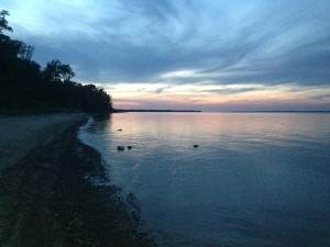 Sunset over the Neuse estuary at Flanners Beach.