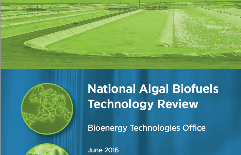 Cover of the 2016 National Algal Biofuel Technology Review (source: http://energy.gov/sites/prod/files/2016/06/f33/national_algal_biofuels_technology_review.pdf)