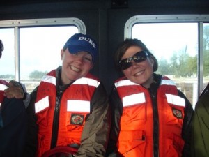 Amy and Rhianna brave windy conditions to Eastern Island 