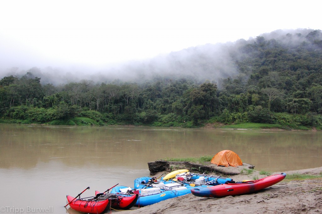 Camp in Guatemela. Mexico is in the background.