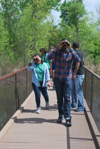 Duke Immerse students explore the Trinity River Audubon Center in Dallas, Texas.