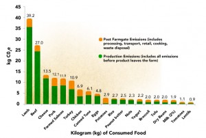 Carbon emissions for different foods