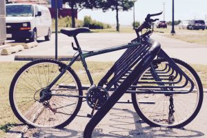 Commuter bike on campus at Duke Marine Lab