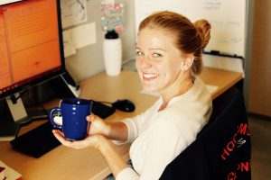 Fellow Nicholas School blog writer Sarah brings her own mug to seminars and coffee hours.