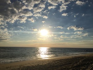 Sunrise over the Atlantic Ocean, as seen from the beach behind our weekend rental house. 