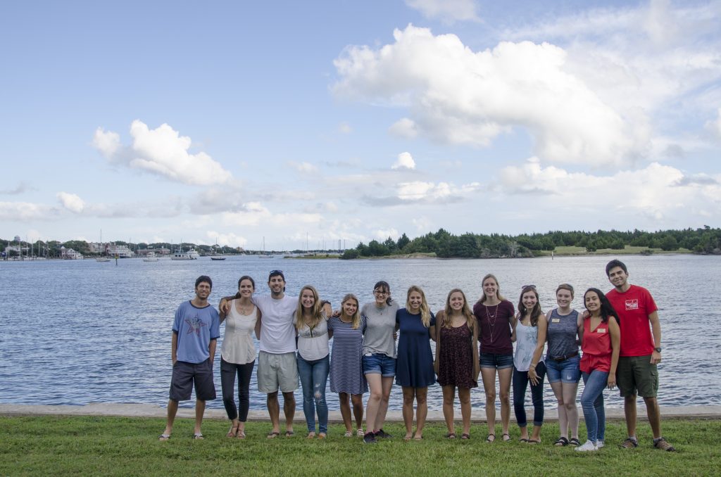 Some of the first-year CEM students at the Duke Marine Lab in Beaufort