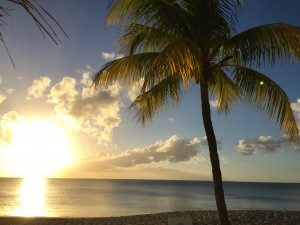 Evening view from the ocean chairs just outside of the cottages.